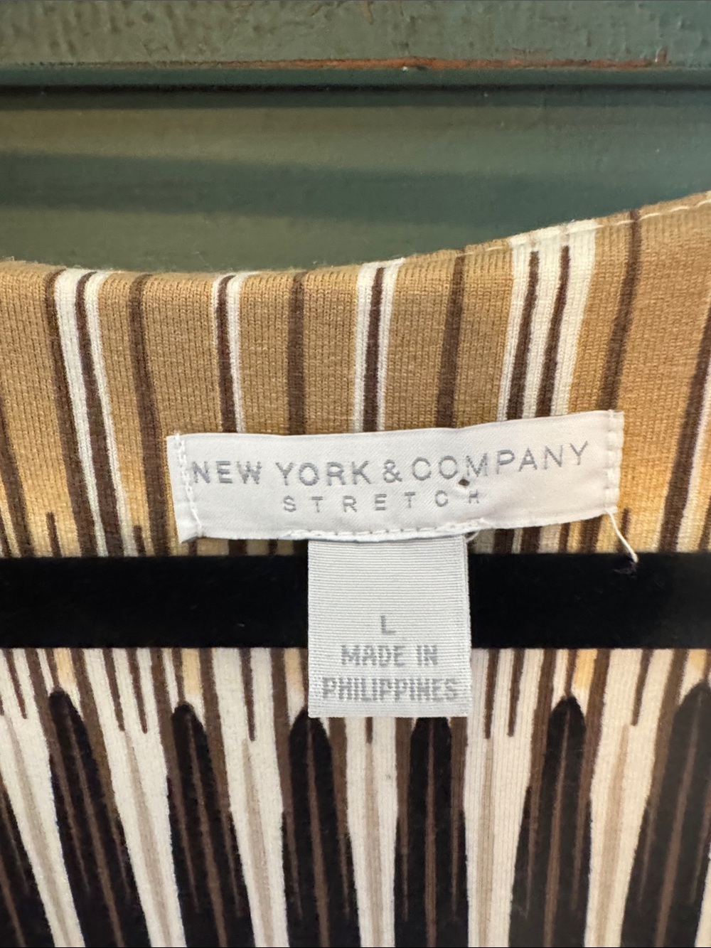 Cute New York & Company Black/Cream/Brwn Sleeveless Faux-Wrap Dress Tiered Skirt - Picture 6 of 8